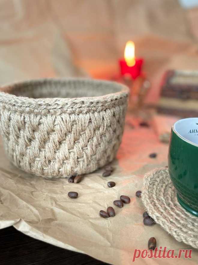 Купить джутовая корзинка ручной работы у мастера без наценок | DIY Рукоделие - Декор для дома