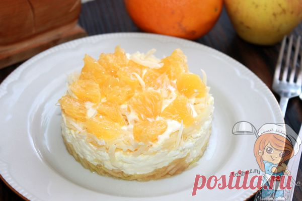 Салат с апельсином и сыром без мяса за 15 мин! Праздничное блюдо Вкусный салат с апельсином и сыром украсит праздничное меню. Яркое нарядное блюдо из фруктов, сыра и яиц очень изысканное и вкусное. Пошаговый рецепт