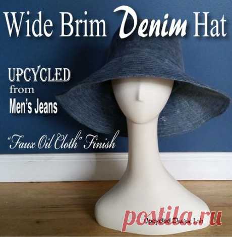 Upcycled Design Lab Blog - Men's Jeans to Wide Brim Hat with Faux Oil Cloth Finish