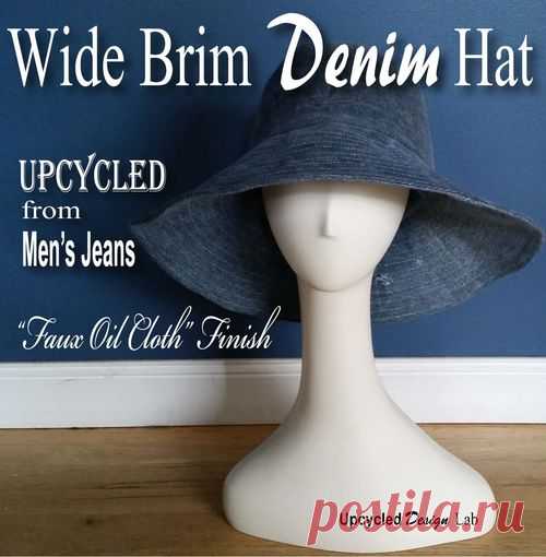 Upcycled Design Lab Blog - Men's Jeans to Wide Brim Hat with Faux Oil Cloth Finish