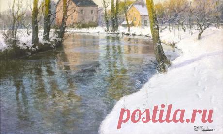 Откуда к нам пришла зима... Художник Фриц Таулов / Frits Thaulow (Норвегия, 1847-1906). Зимний пейзаж