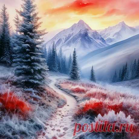 «Frosty mountain trail among the …» — создано в Шедевруме - каждый может создать свои красочные картины. Создавайте свои картинки: бесплатно и без ограничений на русском.