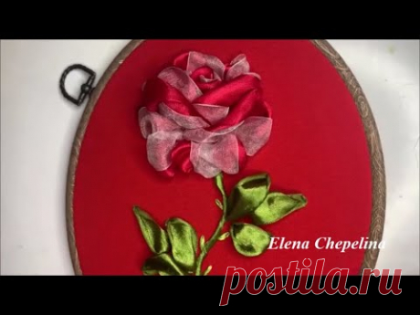 Очень красивая роза из ленты своими руками. Мастер класс.