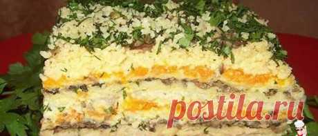 Закусочный торт из вафельных коржей с консервами - Очень Вкусные Рецепты