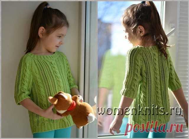 Детский пуловер спицами с рукавами от Phildar
Описание: http://womanknits.ru/vyazanie-dlya-detej/pulovery-svitera-topy/detskij-pulover-spicami-s-rukavami-ot-phildar