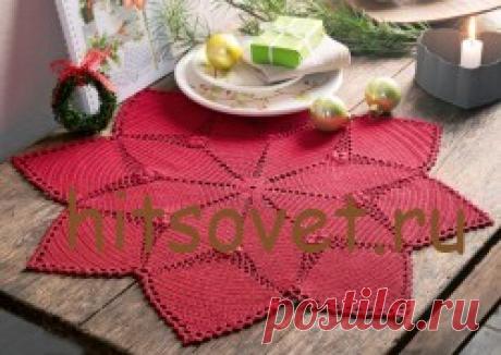 Рождественская салфетка крючком Пуансетия