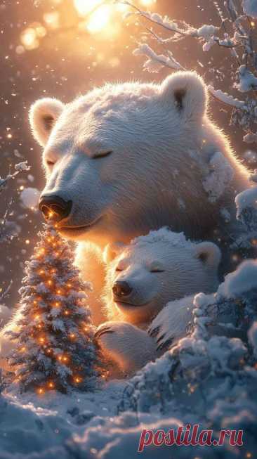 Polar Bear Christmas Mobile Wallpaper: 4K 8K Festive Winter Scene - Png Aura