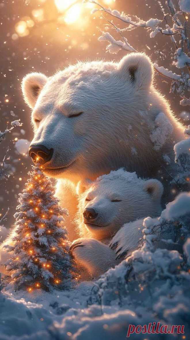 Polar Bear Christmas Mobile Wallpaper: 4K 8K Festive Winter Scene - Png Aura