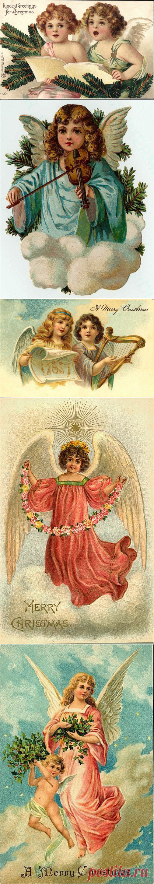 Christmas angels -Рождественские ангелы / ретро открытки