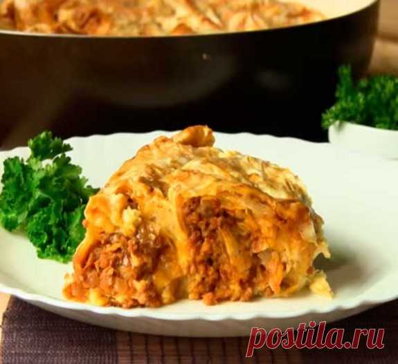 Как приготовить пирог из лаваша с фаршем и сыром в духовке - рецепт с фото