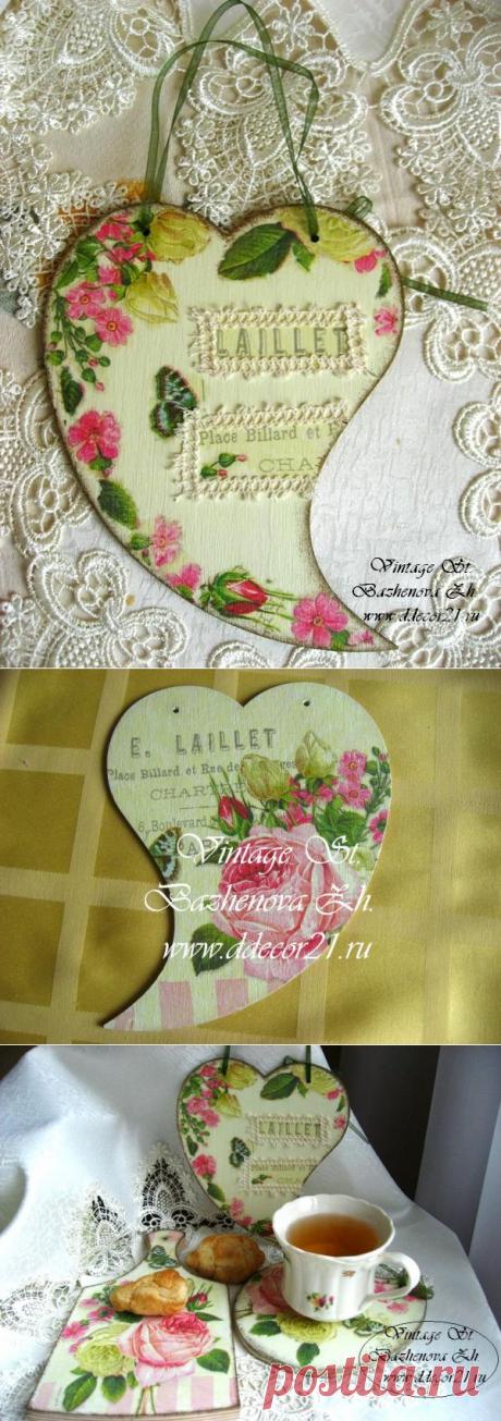 Декупаж-декор двусторонней бирки Летнее настроение