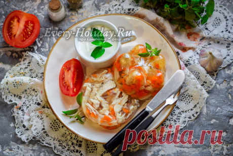 Куриный рулет в бутылке с желатином - рецепт с фото пошагово, вареный