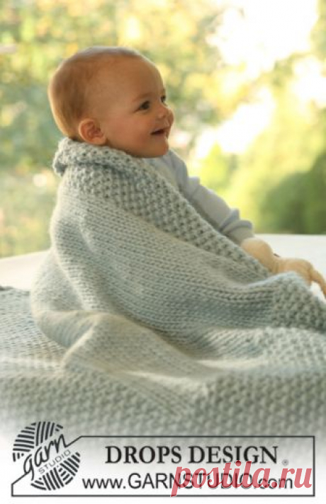 Sea Water / DROPS Baby 16-9 - Free knitting patterns by DROPS Design Knitted baby blanket in DROPS Eskimo