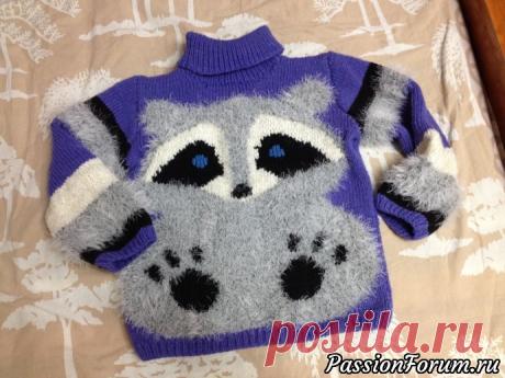 Свитер с енотом - запись пользователя OLA (Ольга) в сообществе Вязание спицами в категории Вязание спицами для детей