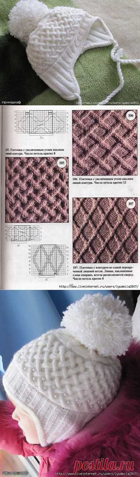 Детская шапочка &quot;Жемчужная зима&quot; (спицы).