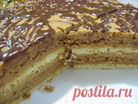 Легкие рецепты для вкуса жизни » Торт двухцветный с кремом из вареной сгущенки и сметаны