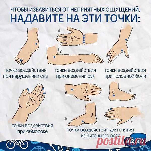 Чтобы избавиться от неприятных ощущений, надавите на эти точки.