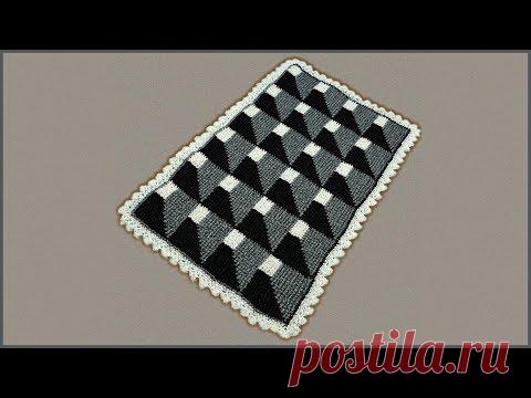 3D узор для коврика крючком. Коврик 3D. Объемное вязание. Коврик крючком. Crochet 3D rug.