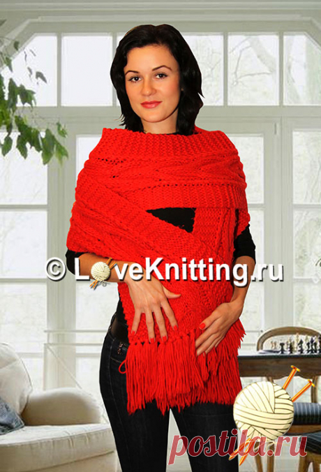 Яркий шарф с «косами» | Loveknitting.ru