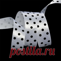 Лента атласная арт.LDAG02903025 крупный горох 25мм  цв.белый-черный уп.27,4м Лента атласная арт.LDAG02903025 крупный горох 25мм  цв.белый-черный уп.27,4м