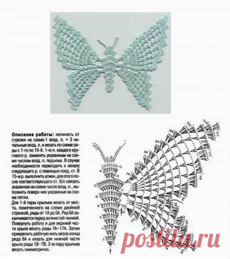 Вязание крючком - Бабочки крючком - Подборка из 38 схем