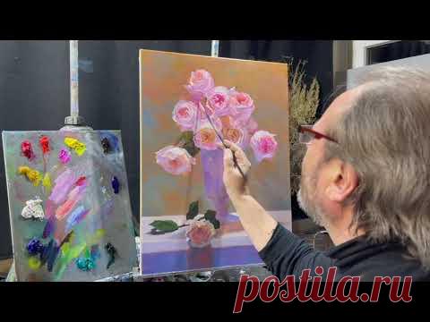 Видео-урок "Розы в молочном стакане" Художник Игорь Сахаров