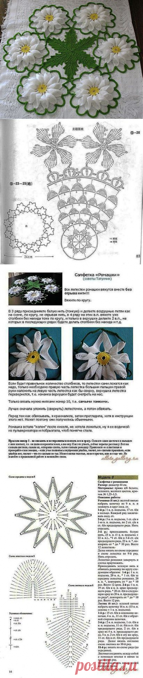 Салфетка &quot;Ромашка&quot; крючком: Дневник группы &quot;Вязание&quot; - Страна Мам