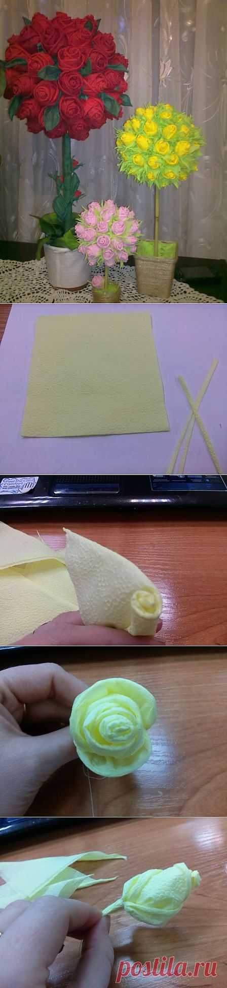 (+1) тема - Топиарии и букет из роз. МК роз из салфеток | СВОИМИ РУКАМИ
