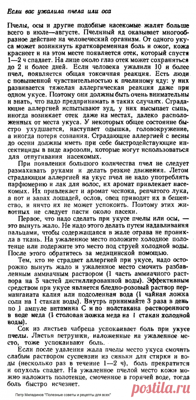 Если вас ужалила пчела или оса