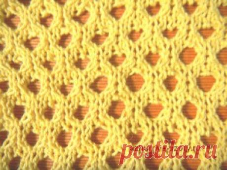 Простой ажурный узор спицами Схема | Ажурные Узоры