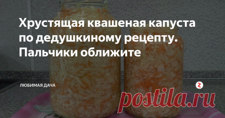 Хрустящая квашеная капуста по дедушкиному рецепту. Пальчики оближите Квашеная капуста в воспоминаниях всегда переносит нас в детство, ведь ее готовят почти все бабушки, но в моем случае ее готовил всегда дедушка! Более полезной заготовки на зиму и не найти. Ее готовят по-разному в зависимости от своих предпочтений: с уксусом, сахаром или медом. Но я расскажу вам, как приготовить хрустящую капусту по классическому, но, дедушкиному рецепту. Вы сможете без труда сдела