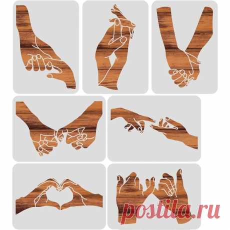 Plantillas de plástico reutilizables con patrón de gestos, plantillas de arte para dibujar y pintar, 11,7x8,3 pulgadas, 7 estilos - AliExpress