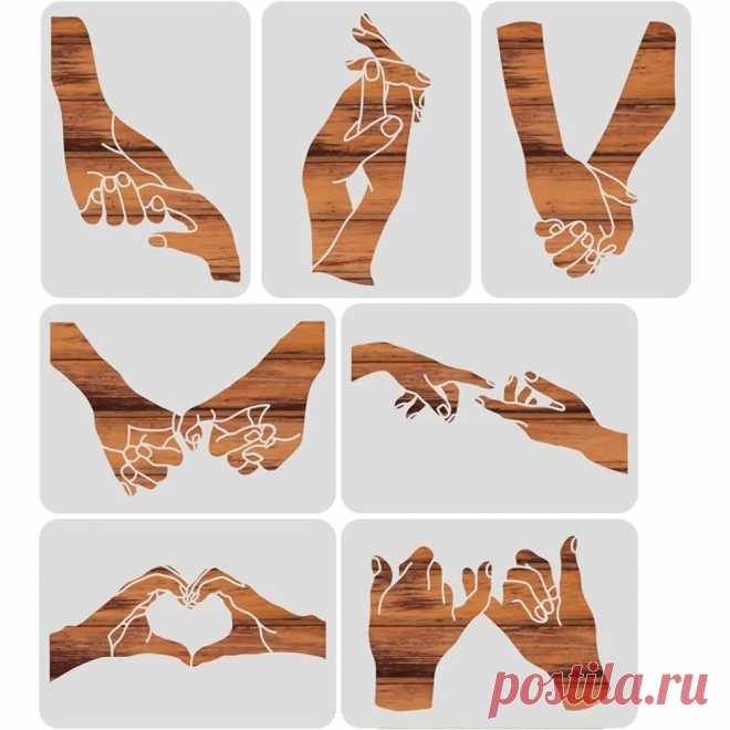 Plantillas de plástico reutilizables con patrón de gestos, plantillas de arte para dibujar y pintar, 11,7x8,3 pulgadas, 7 estilos - AliExpress