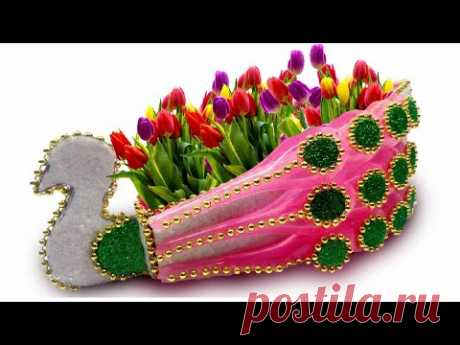 Vas bunga model angsa dari sendok plastik || Flower Vase With Plastic Spoons
