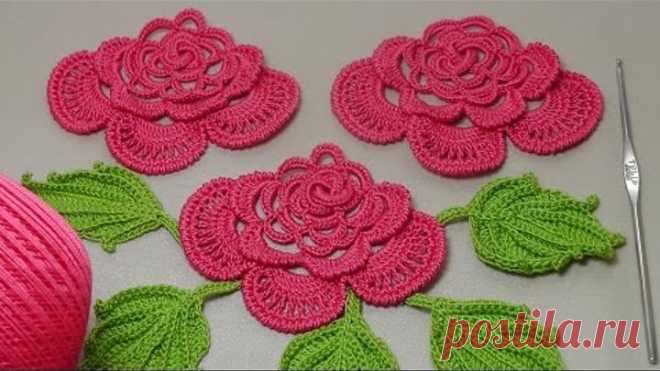 Вязание РОЗЫ для ирландского кружева. Вязание на бурдоне. Rose Crochet