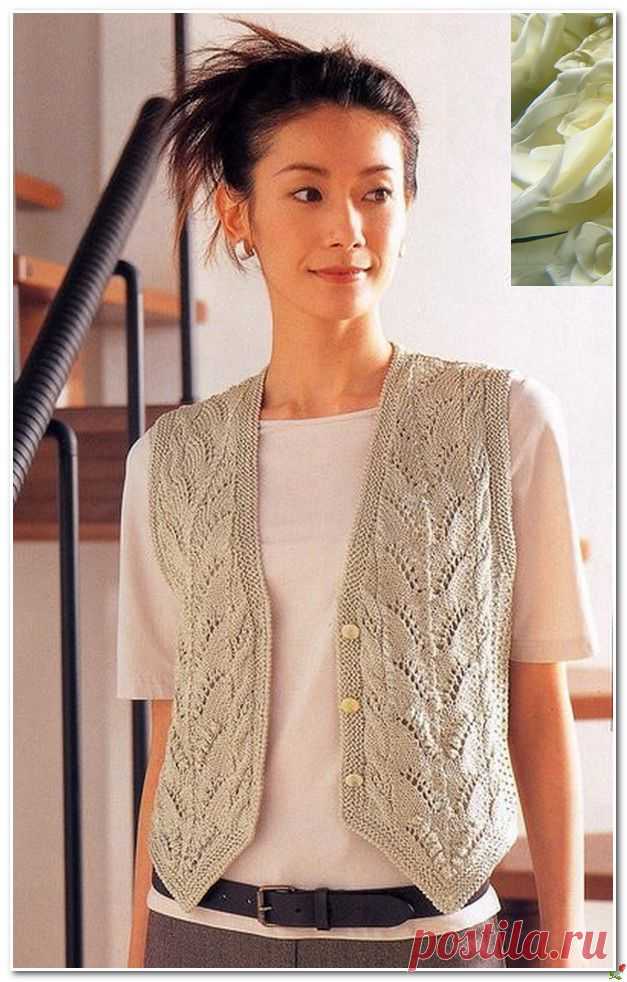 ЖИЛЕТ С УЗОРОМ ВЯЗАНЫЙ СПИЦАМИ..