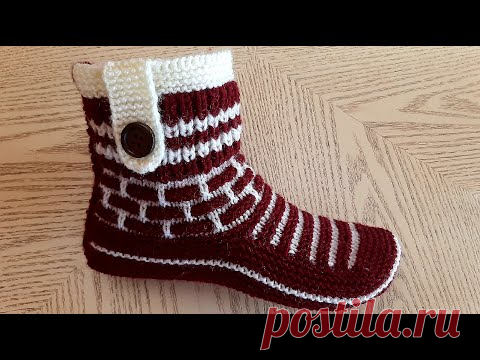 НОВИНКА 2021 : Тапочки-следки на двух спицах без швов // patik modelleri
