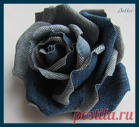 Розы из джинсовой ткани + мини МК.