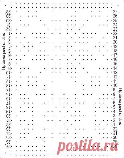 Просмотр рисунка перфокарты с раппортом 24 петли, пересчёт на две фонтуры, печать перфокарты