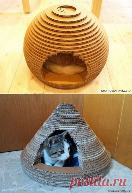 Кошкин домик из картона. Мастер-класс.