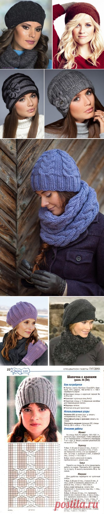 Вязаные шапки для женщин 50 лет - Фото и схемы головных уборов - Видео уроки