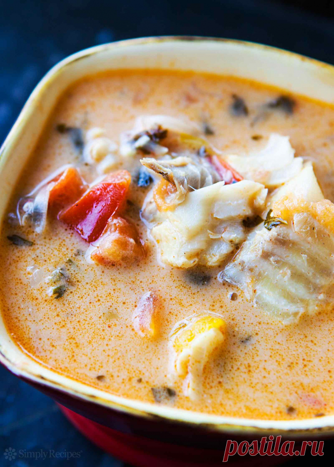 Moqueca – Brazilian Fish Stew Recipe | SimplyRecipes.com Brazilian moqueca, a fish stew made with firm white fish, onions, garlic, bell peppers, tomatoes, cilantro, and coconut milk.