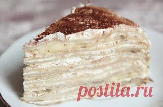 Самые вкусные рецепты: Блинный торт с кремом из сыра маскарпоне и бананами