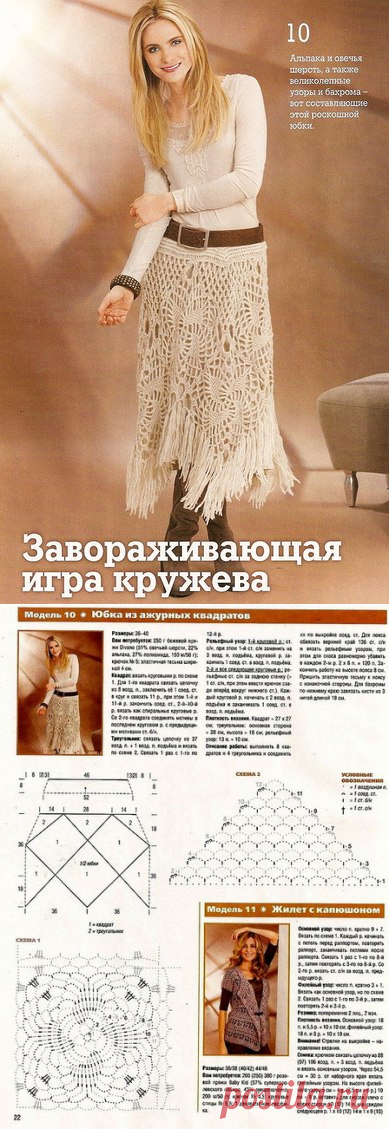 Юбка из ажурных квадратов. Вязание для женщин крючком |