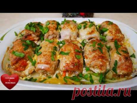 ШИКАРНЫЙ ужин!!!МЯСНЫЕ РУЛЕТИКИ и ЗАПЕЧЕННАЯ КАРТОШКА В ДУХОВКЕ салат с крабовыми палочками
