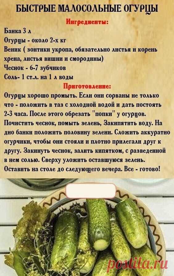 Рецепт быстрых малосольных огурчиков