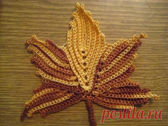 Кленовые листья крючком, схема:      http://ru4kami.ru/vyazhem-uzory/101-klenovye-listya-kryuchkom.html