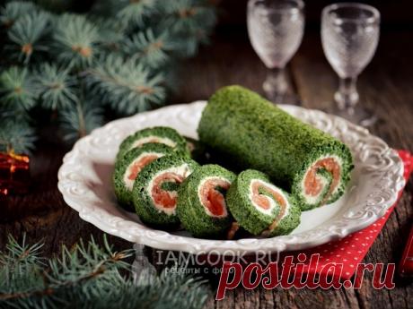 Шпинатный рулет с лососем и сливочным сыром — рецепт с фото Очень эффектная закуска из серии здоровое питание.