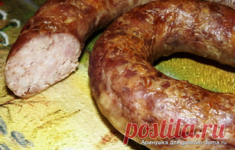 Домашняя колбаса с маринованным мясом