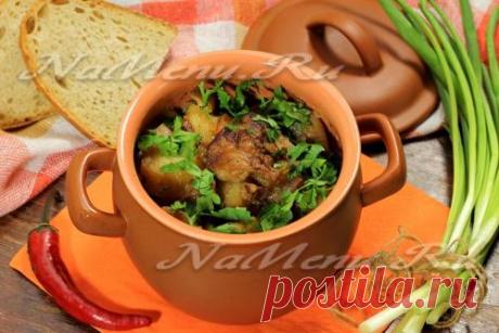 Жаркое с мясом и грибами в горшочках